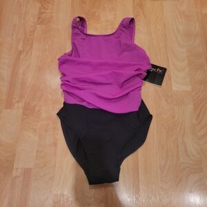 Shape FX One Piece Swimsuit Purple and Black Size 6 New